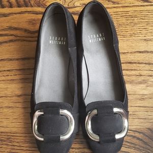 Stuart Weitzman black suede buckled wedge size 5.5